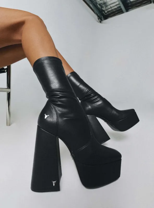 Windsor Smith Angelz Platform Boots Black sold by Princess Polly