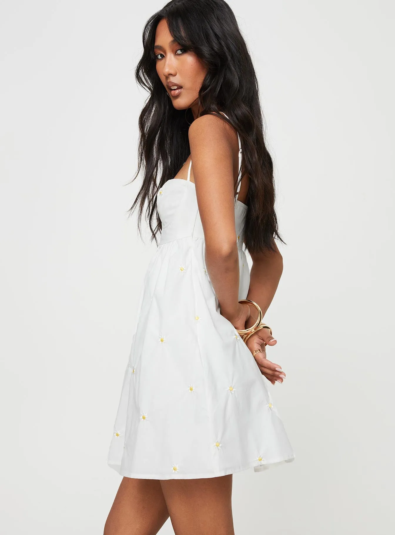 Addington Floral Mini Dress White sold by Princess Polly product image thumbnail 4