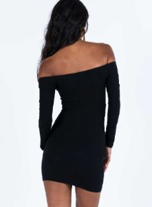 Bovey Long Sleeve Mini Dress Black sold by Princess Polly