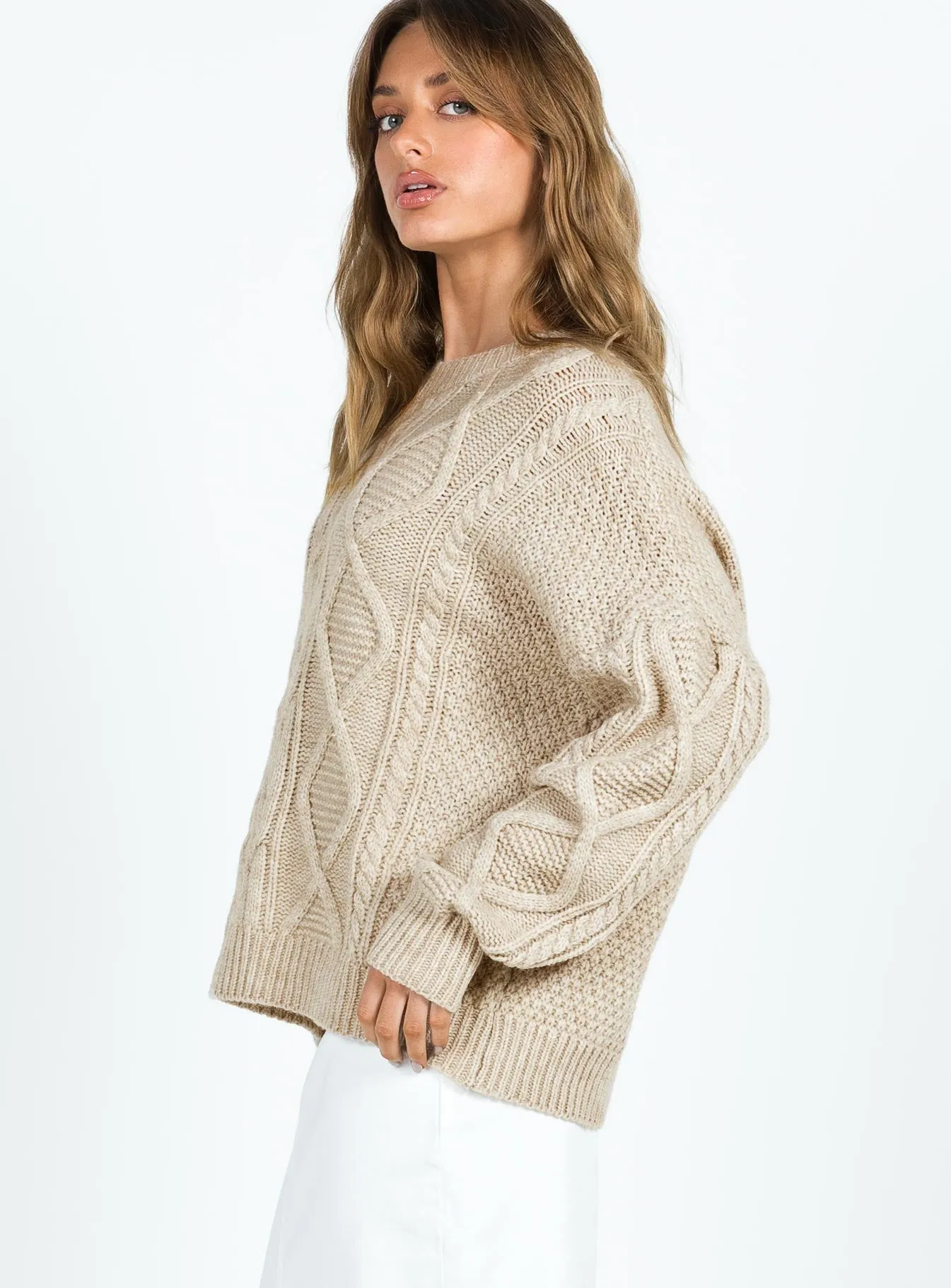 Canlish Cable Sweater Latte sold by Princess Polly product image thumbnail 4