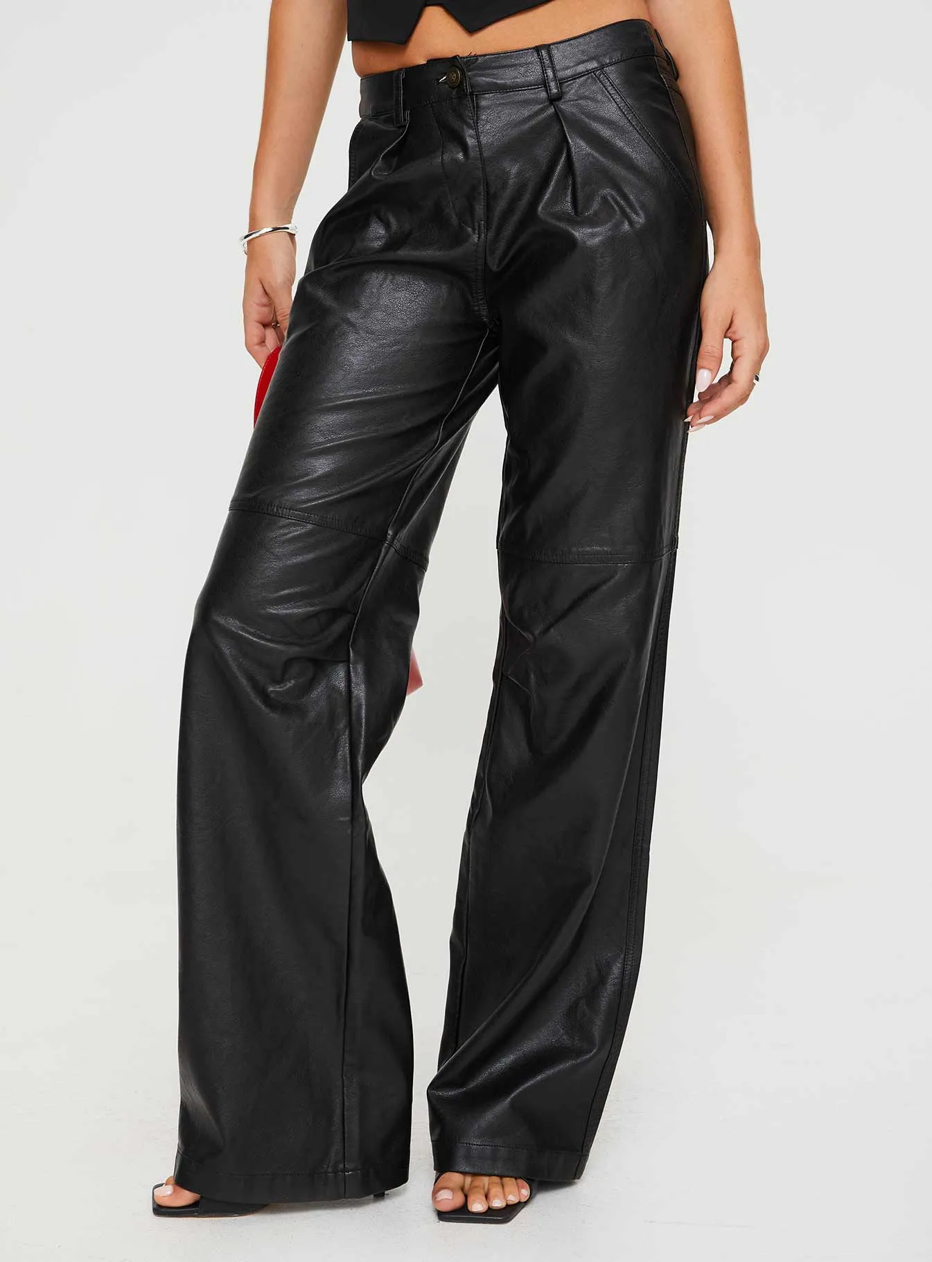 Herro Faux Leather Pants Washed Black sold by Princess Polly product image thumbnail 2