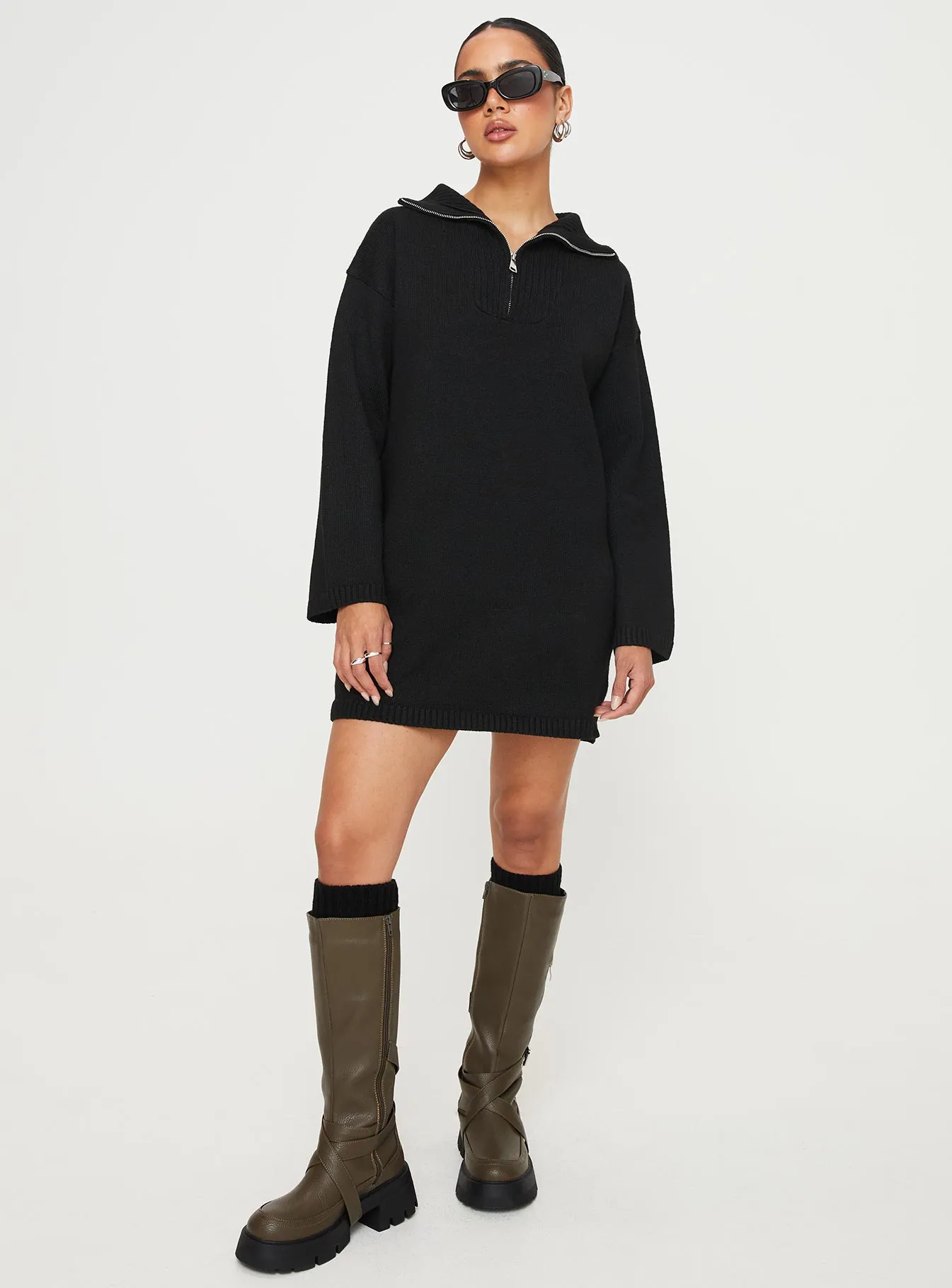Darmi Mini Sweater Dress Black sold by Princess Polly product image thumbnail 4