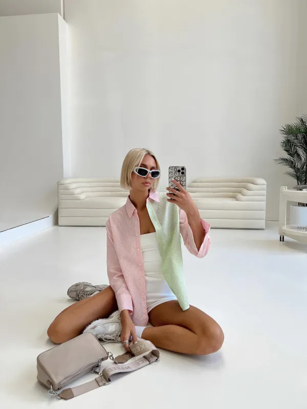 Keyra Shirt Pink / Green sold by Princess Polly