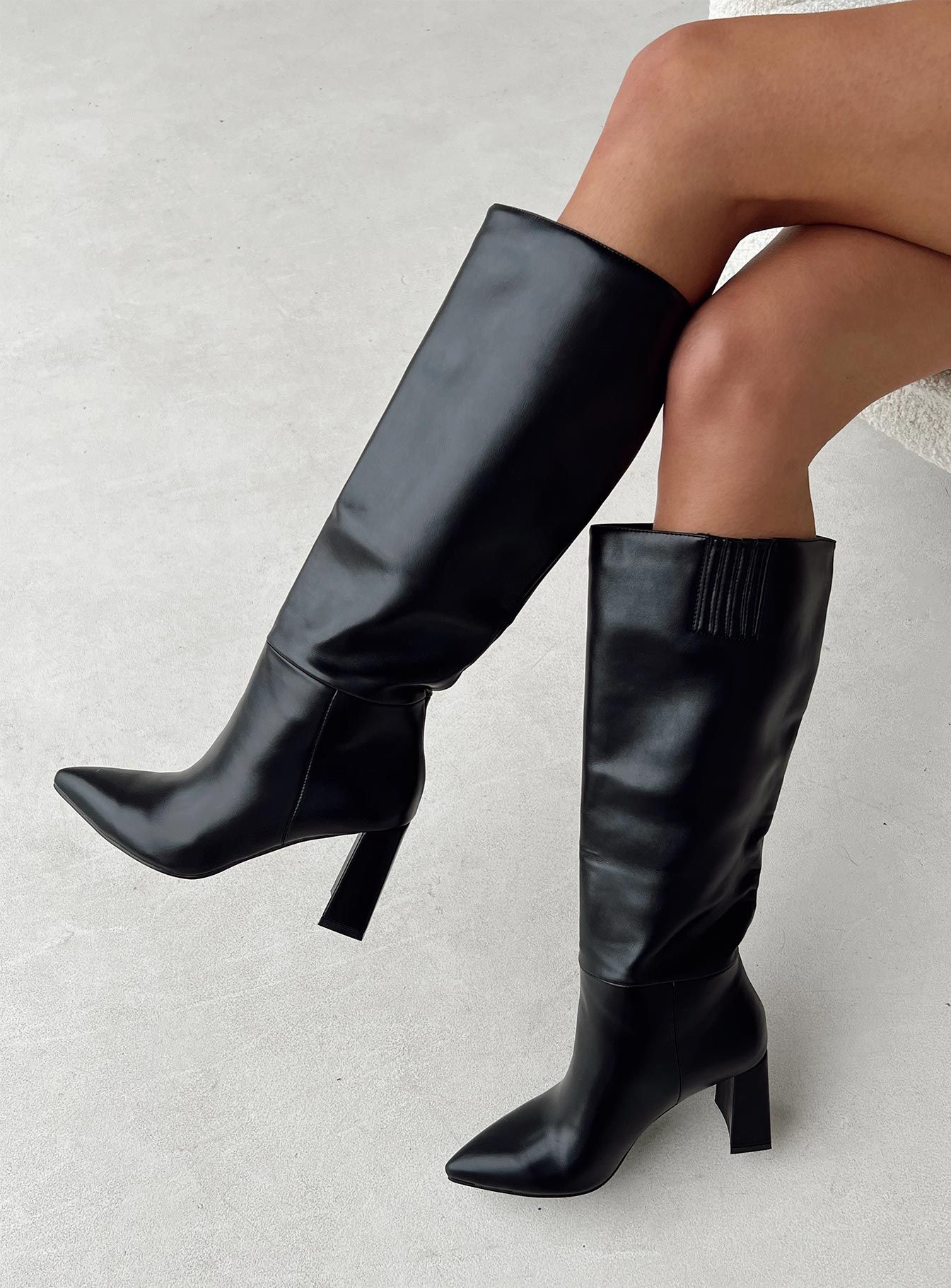 Vesper Knee High Boots Black sold by Princess Polly