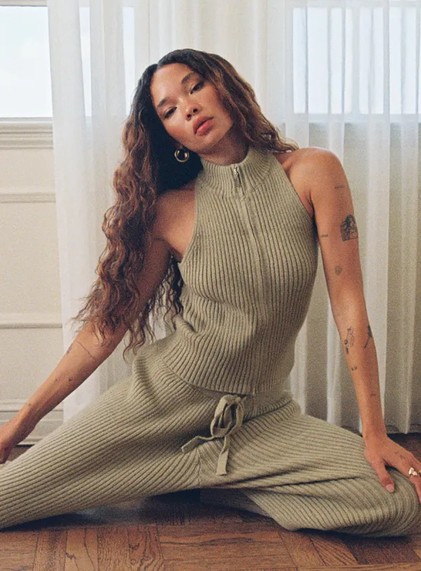 Endman Zip Knit Top Beige sold by Princess Polly