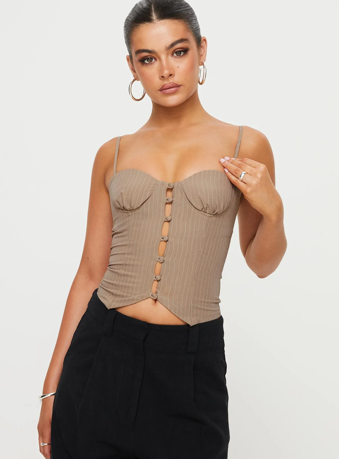 Archette Corset Vest Beige Stripe sold by Princess Polly product image thumbnail 2