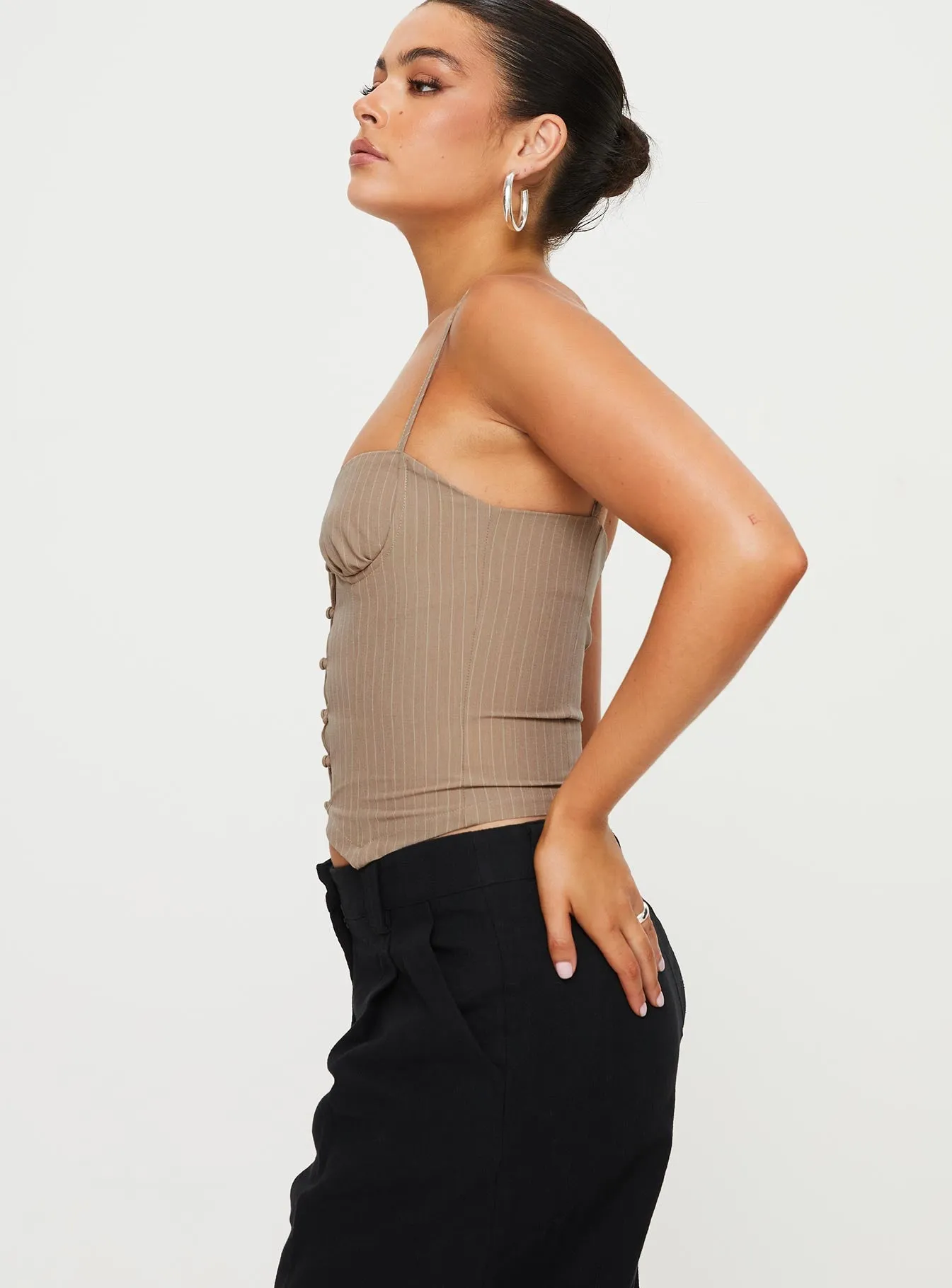 Archette Corset Vest Beige Stripe sold by Princess Polly product image thumbnail 4