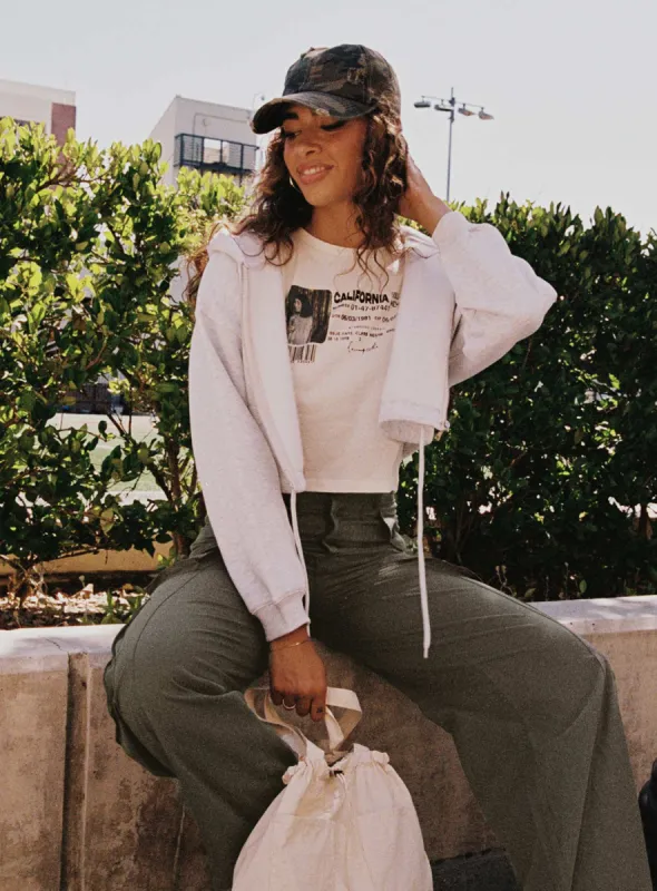 Samwell Cropped Zip Up Hoodie White Marle sold by Princess Polly