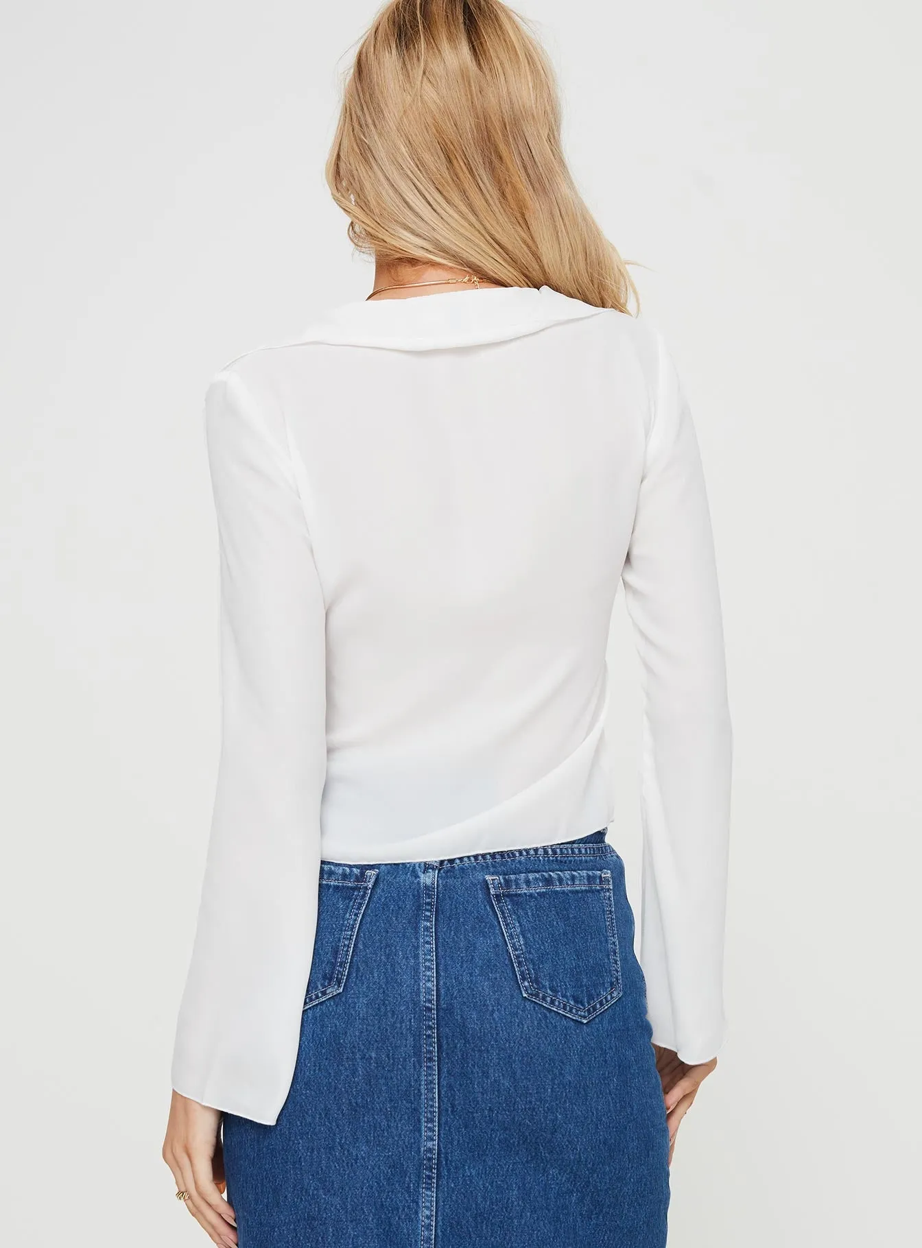Frelle Long Sleeve Tie Top White sold by Princess Polly product image thumbnail 5