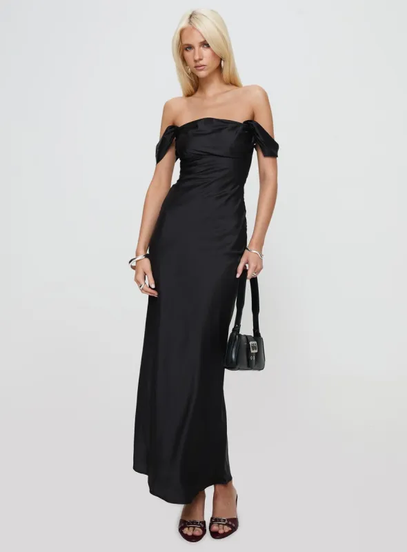 Azura Off The Shoulder Maxi Dress Black sold by Princess Polly