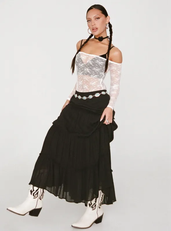 Miriah Maxi Skirt Black sold by Princess Polly