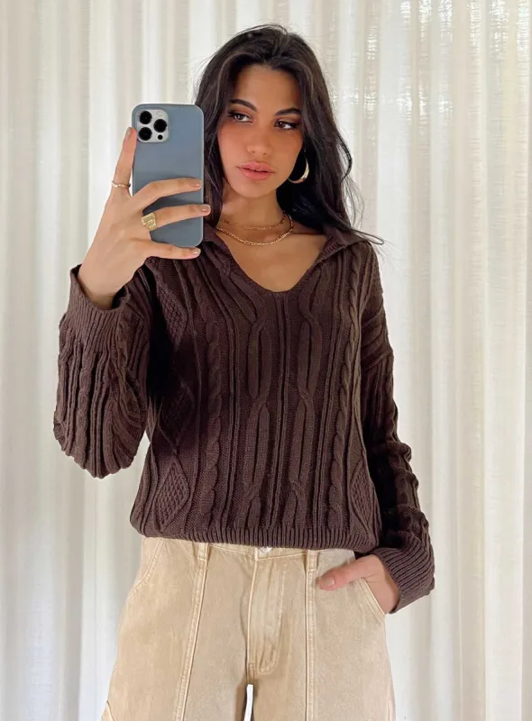 Symons Sweater Brown sold by Princess Polly