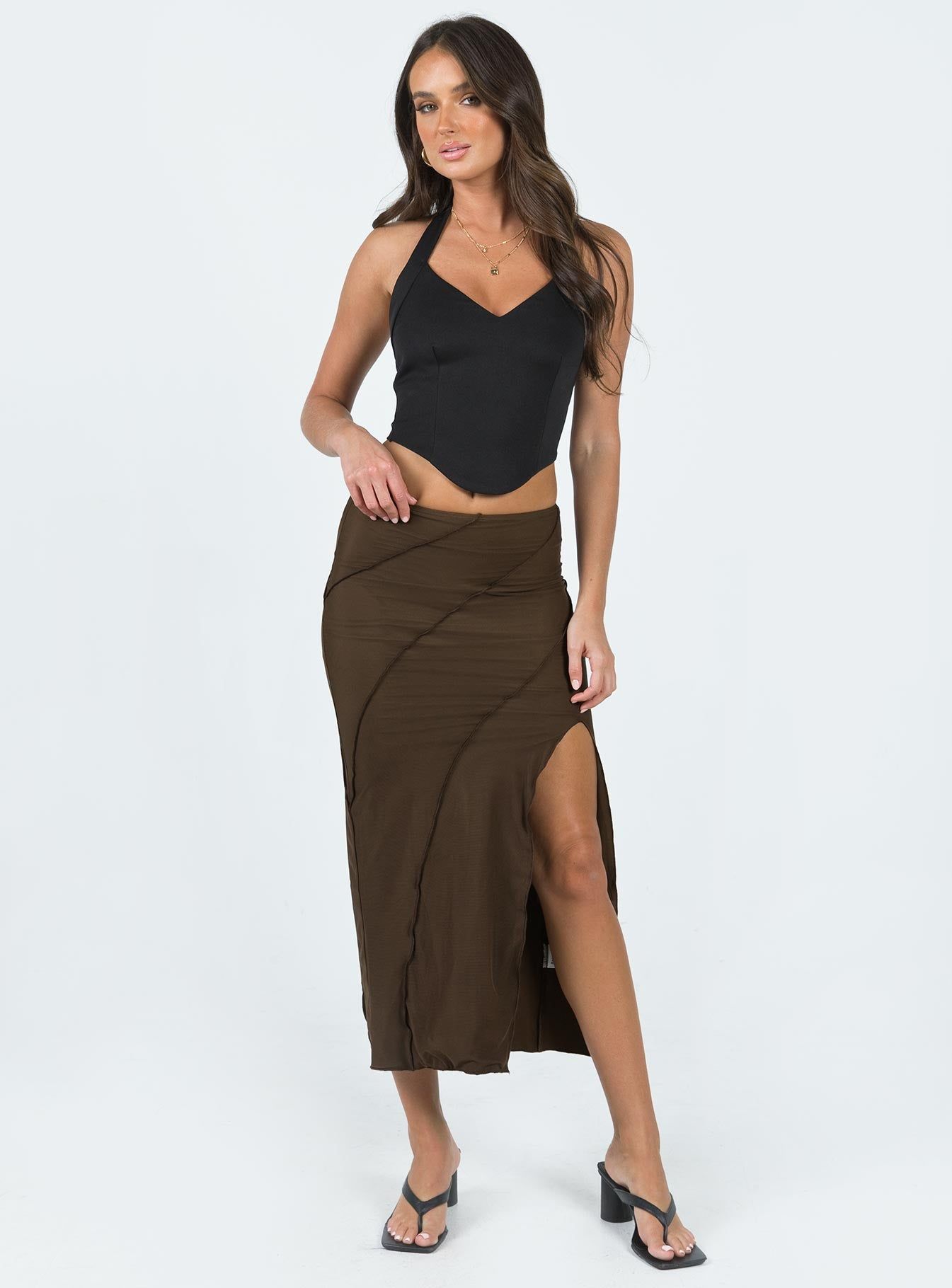 Erika Midi Skirt Brown sold by Princess Polly product image thumbnail 2