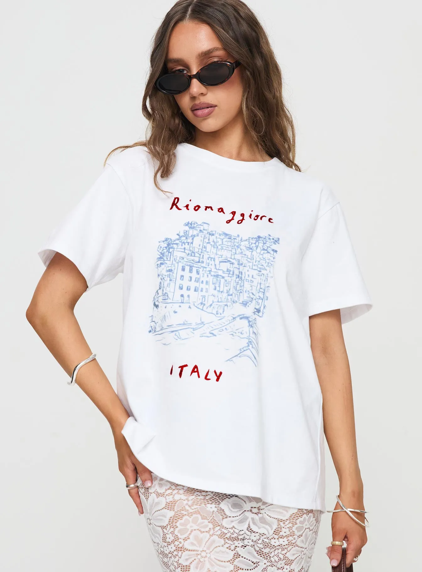 Riomaggiore Oversized Tee White sold by Princess Polly product image thumbnail 2