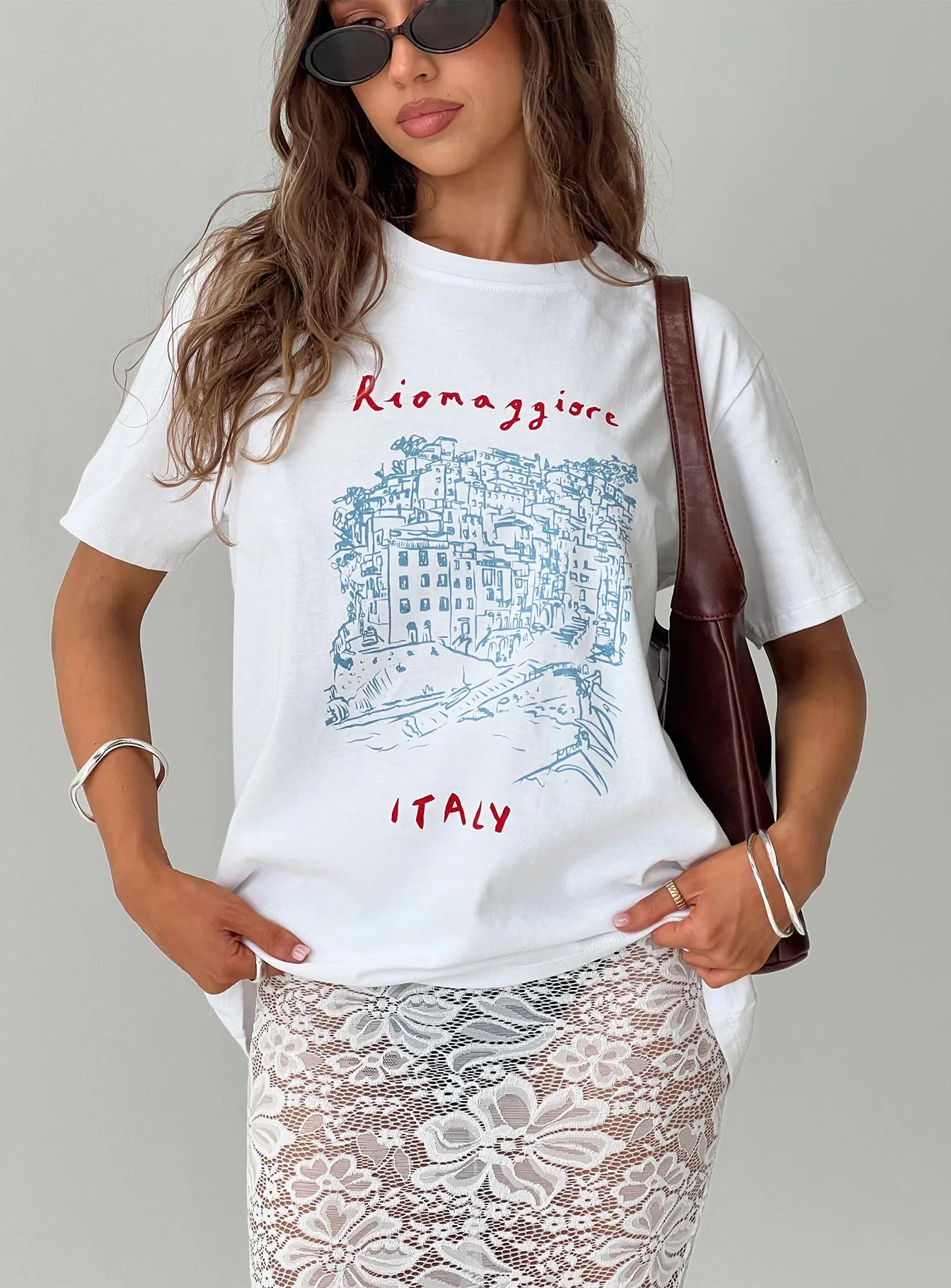 Riomaggiore Oversized Tee White sold by Princess Polly