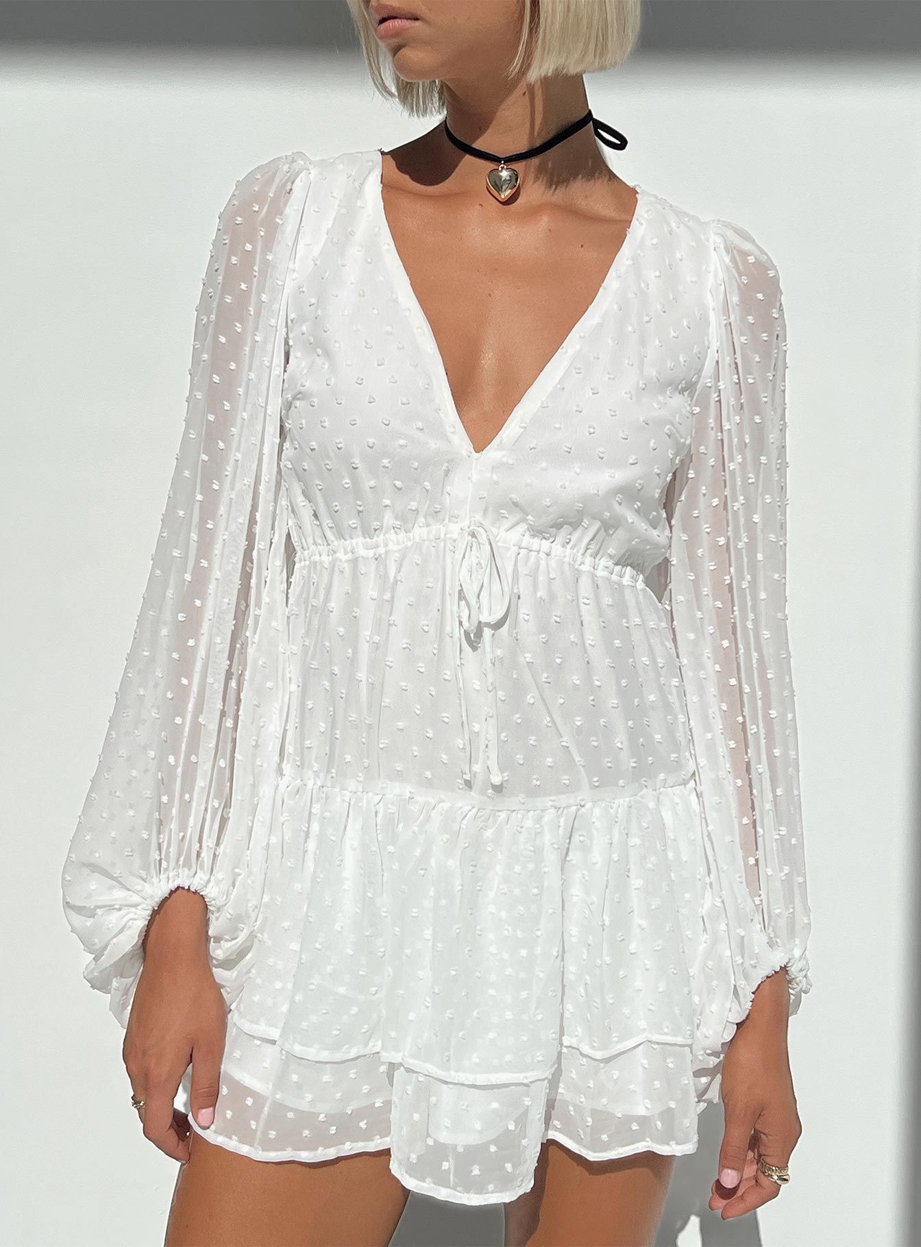 Dialla Long Sleeve Mini Dress White sold by Princess Polly