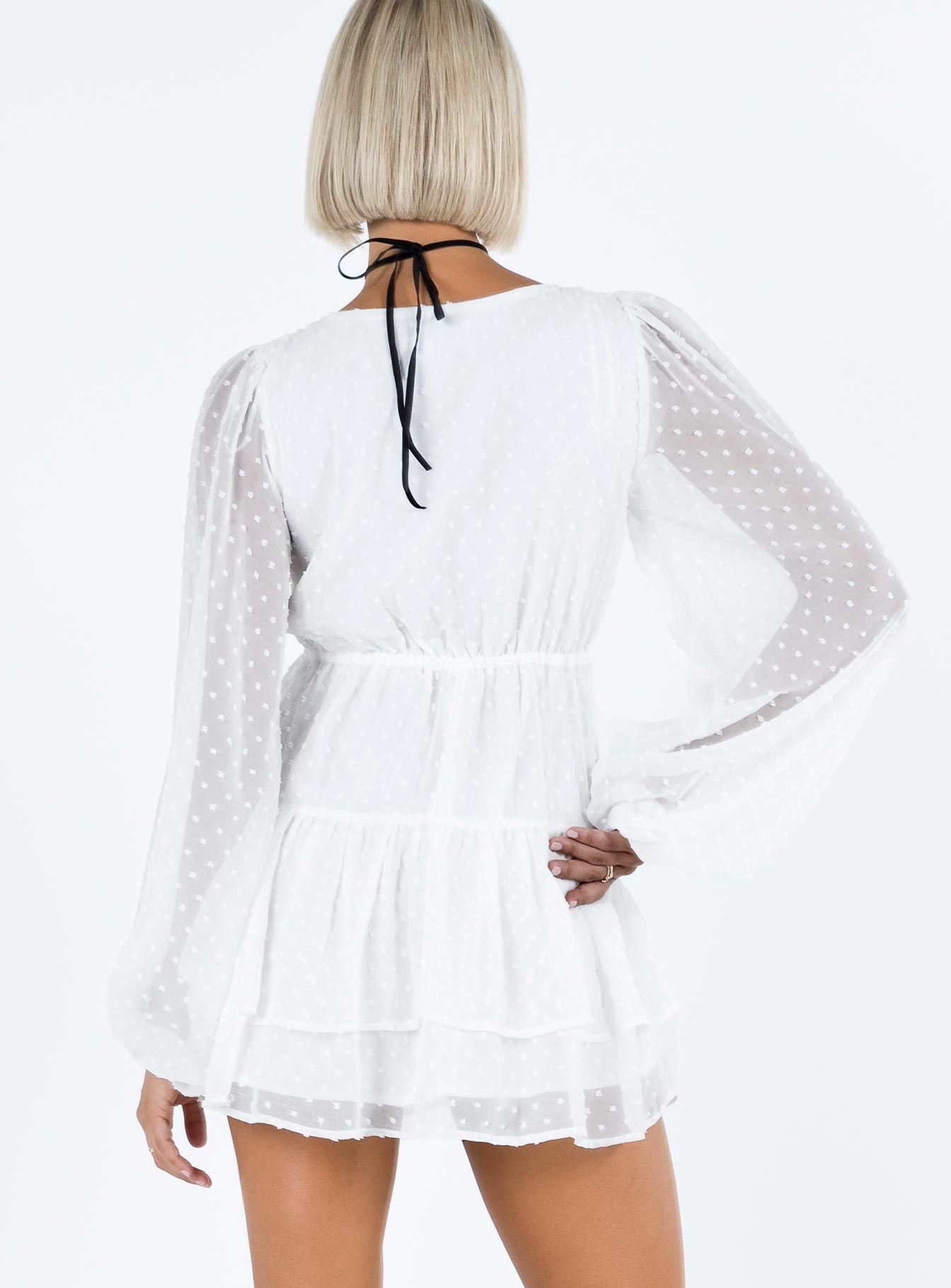 Dialla Long Sleeve Mini Dress White sold by Princess Polly product image thumbnail 5
