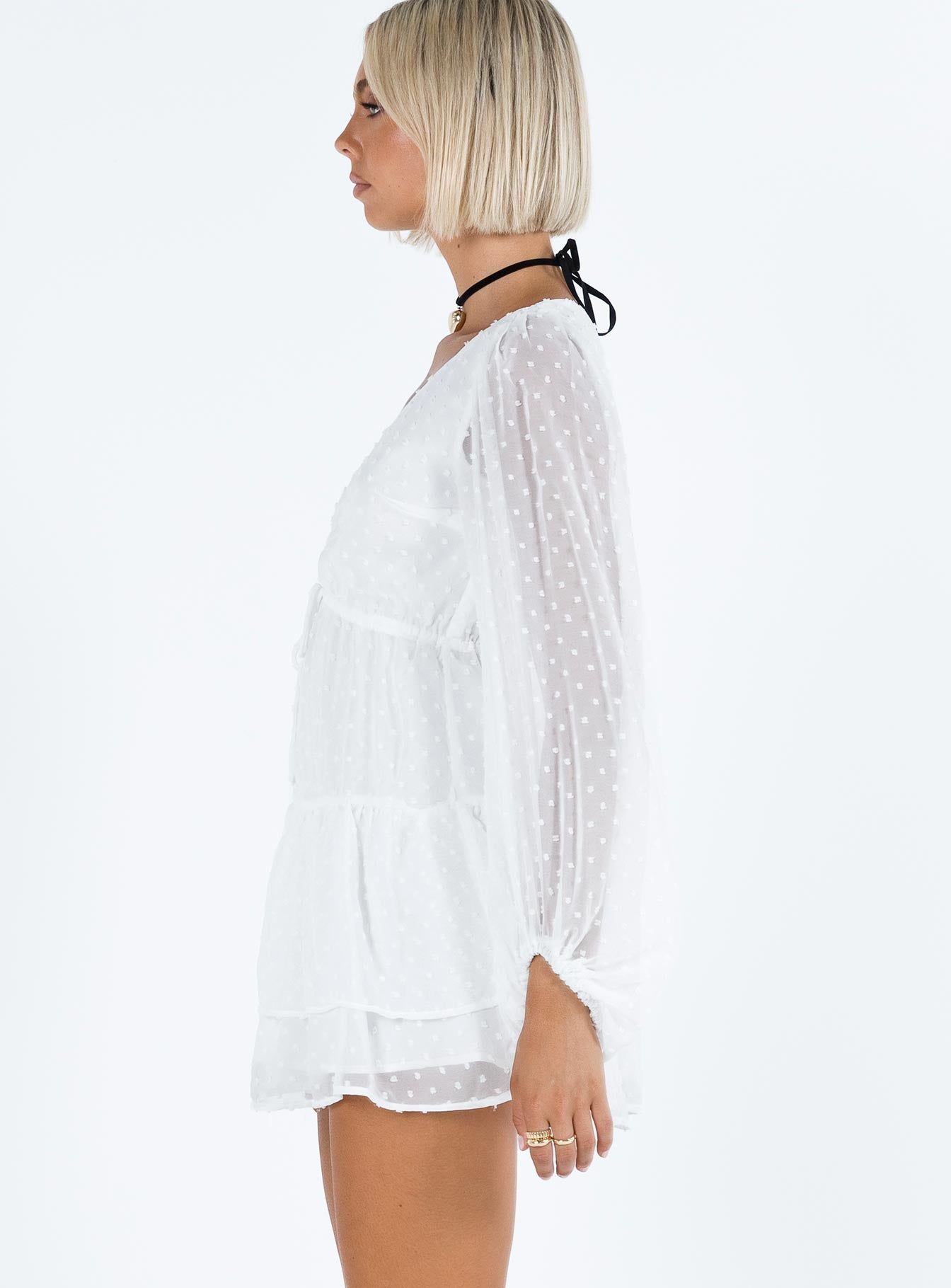 Dialla Long Sleeve Mini Dress White sold by Princess Polly product image thumbnail 4