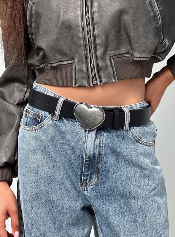 Precise Heart Belt Black sold by Princess Polly