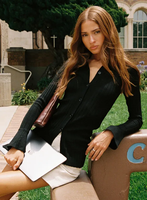 Anneke Collared Cardigan Black sold by Princess Polly