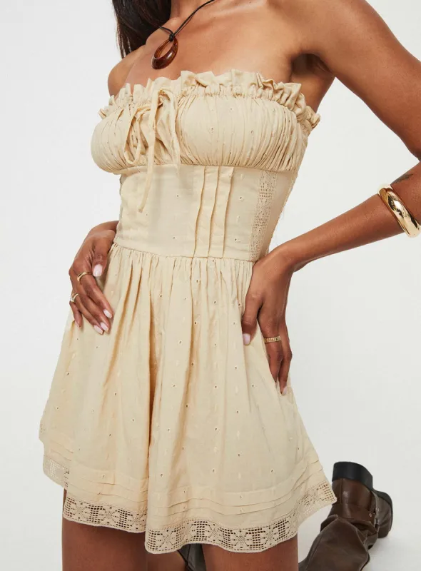Vip Strapless Romper Beige sold by Princess Polly