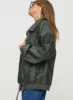 Goldsmith Faux Leather Bomber Jacket Washed Forest sold by Princess Polly