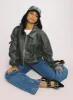 Goldsmith Faux Leather Bomber Jacket Washed Forest sold by Princess Polly