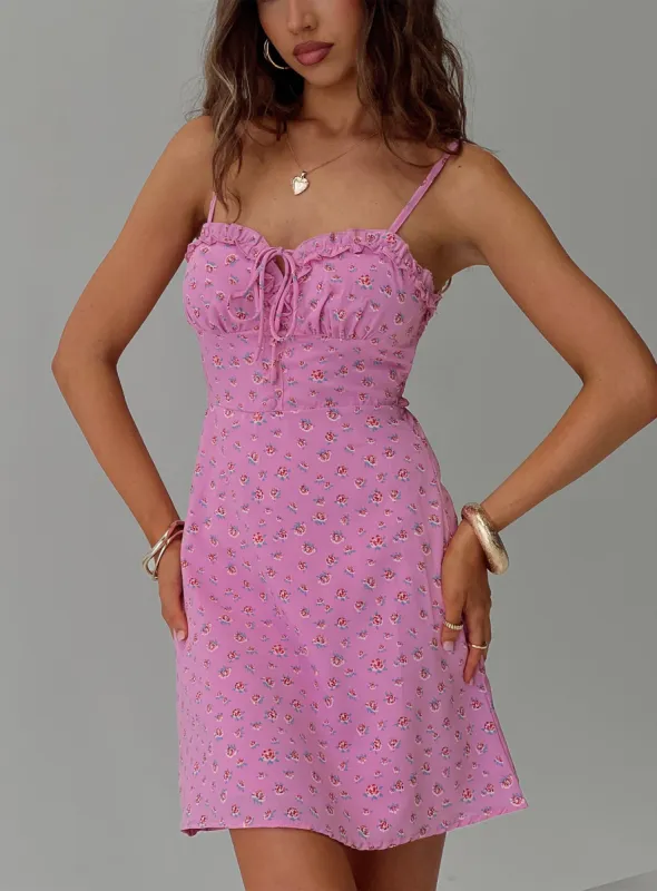 Love Birds Mini Dress Pink Floral sold by Princess Polly