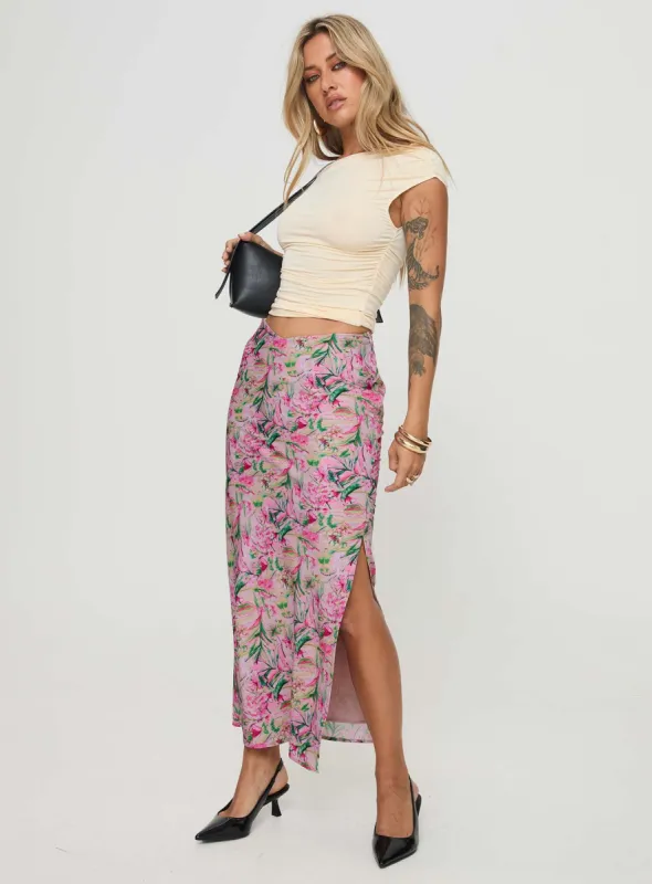 Rinaldie Maxi Skirt Pink Multi sold by Princess Polly