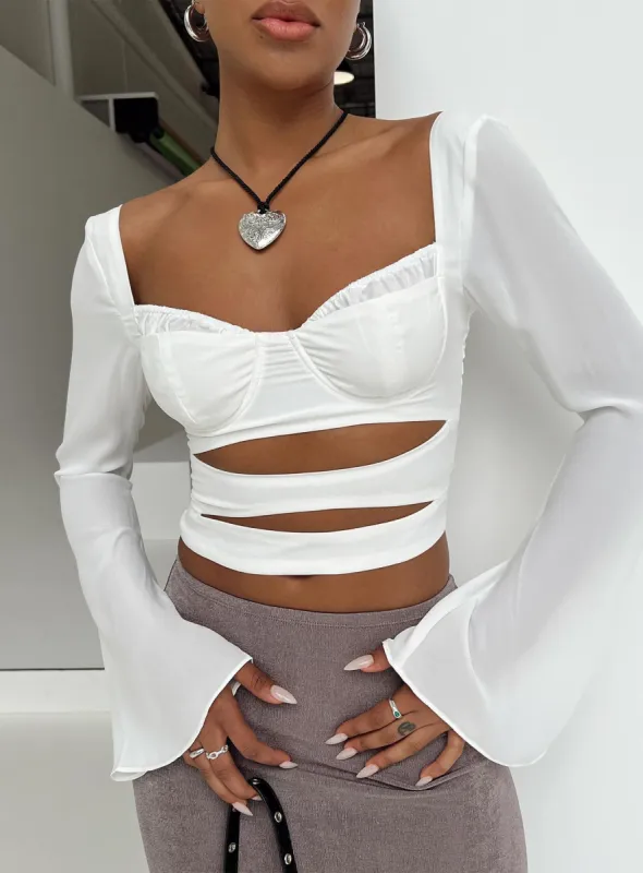 Kitchener Long Sleeve Top Ivory sold by Princess Polly