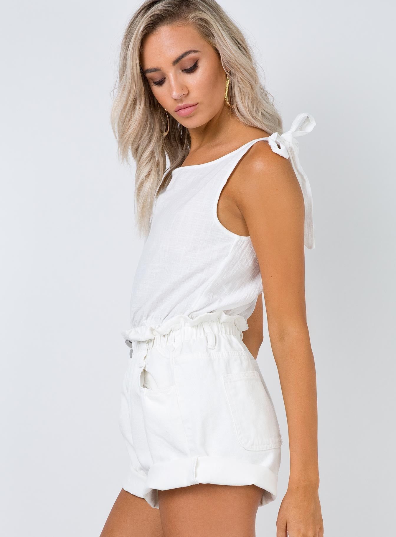Shipwreck Paper Bag Denim Shorts White sold by Princess Polly product image thumbnail 4