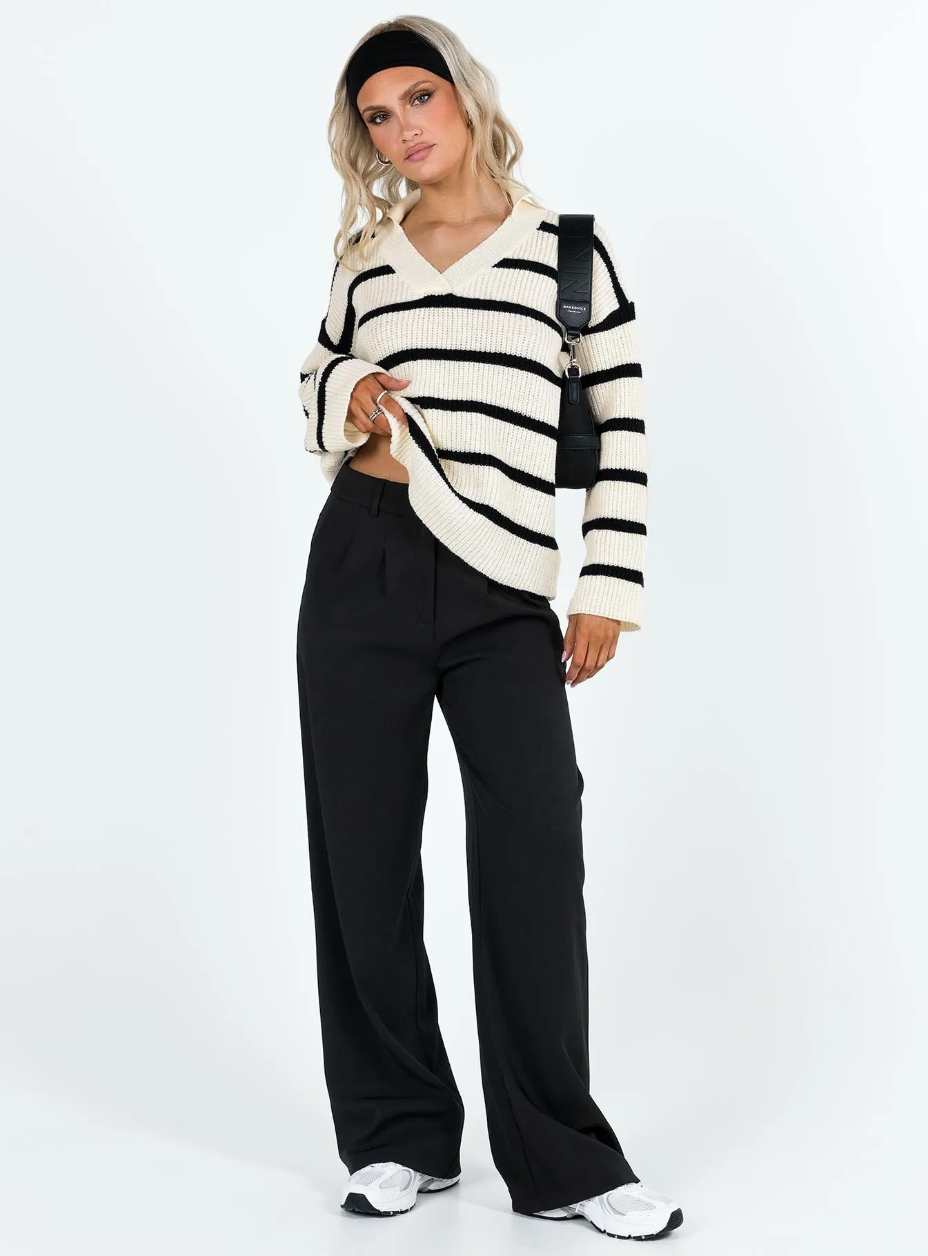 Forte Knit Sweater Black / Cream sold by Princess Polly product image thumbnail 5