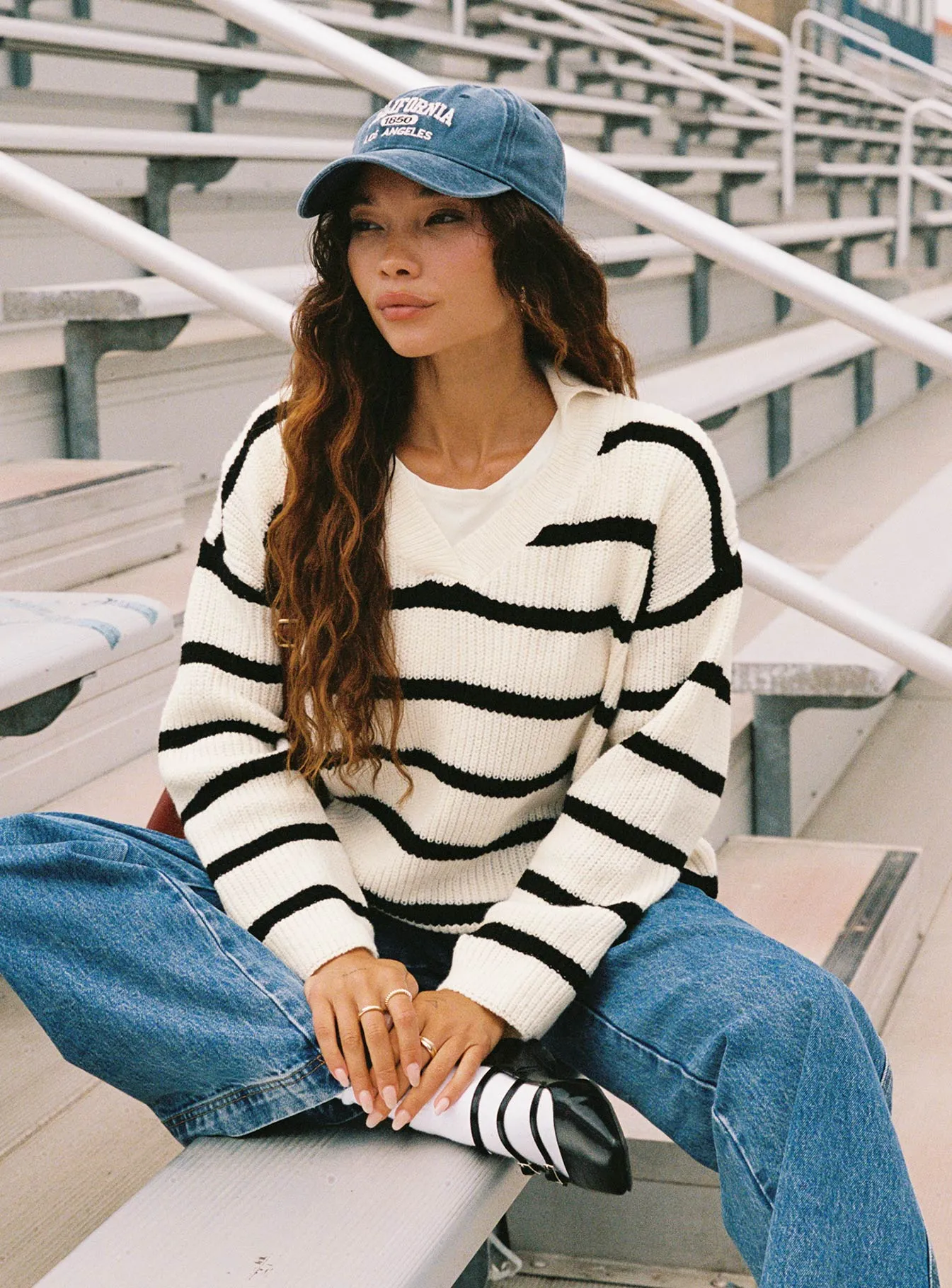 Forte Knit Sweater Black / Cream sold by Princess Polly