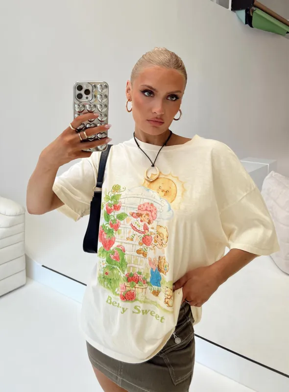 Berry Sweet Oversized Tee Cream sold by Princess Polly