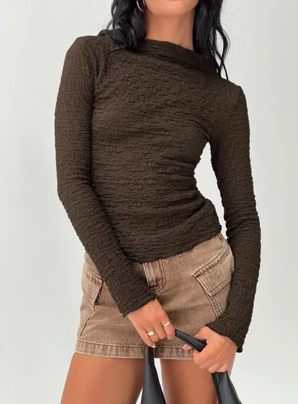 Danvers Long Sleeve Top Brown sold by Princess Polly