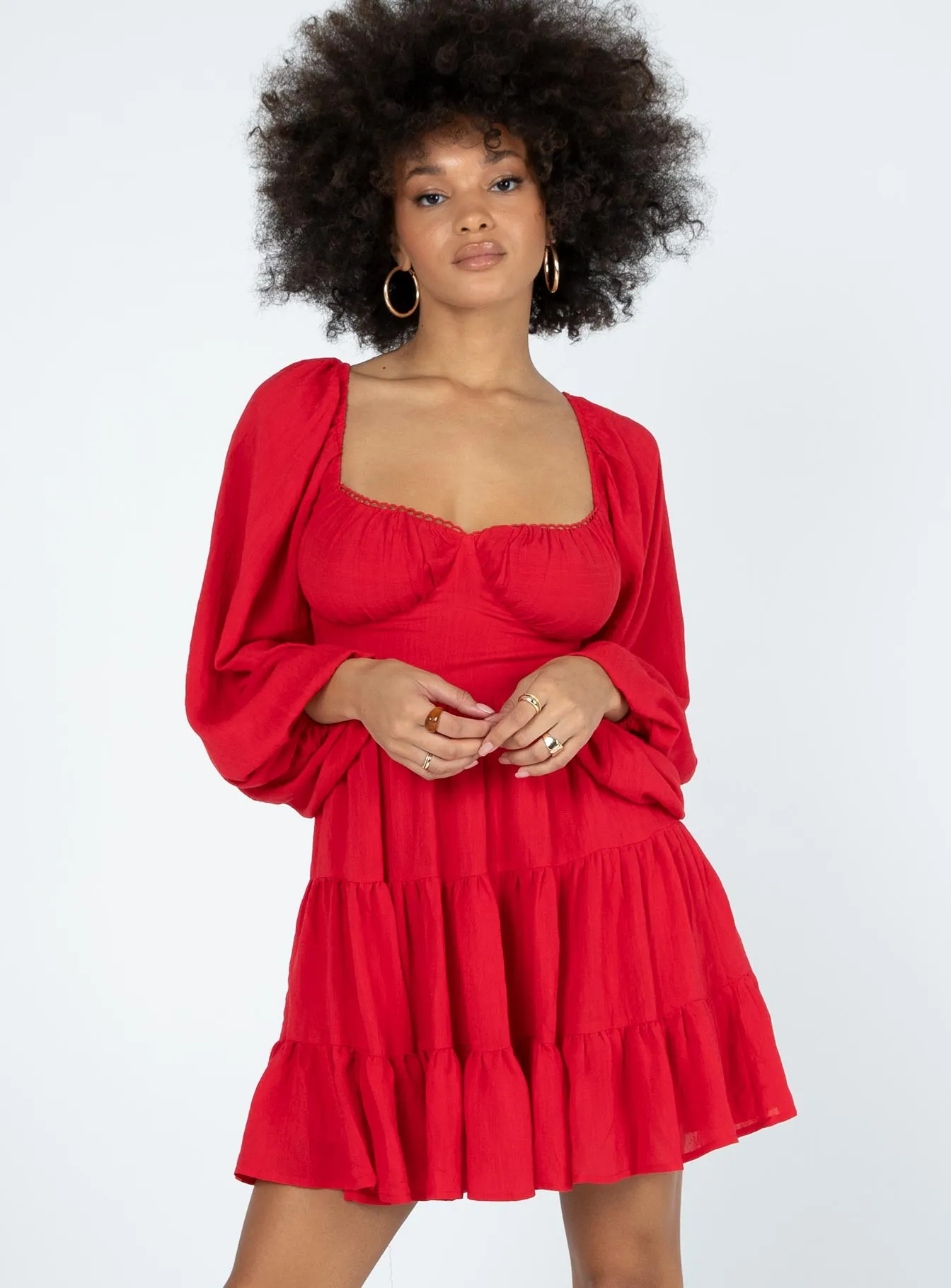 Danny Long Sleeve Mini Dress Red sold by Princess Polly product image thumbnail 2