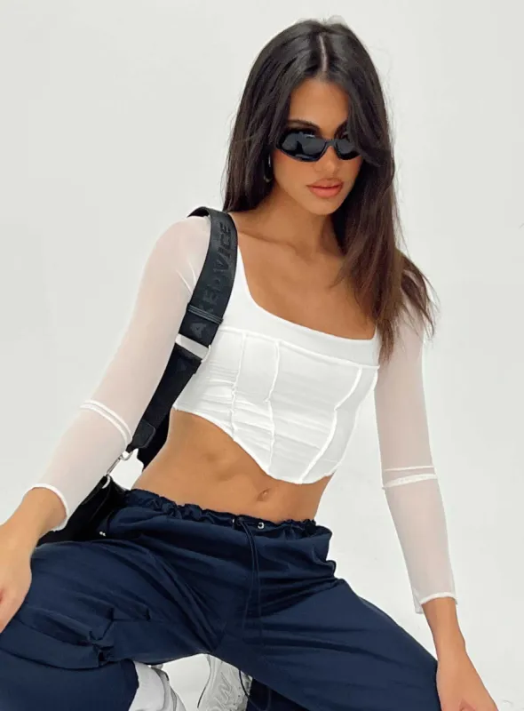 Lovi Long Sleeve Top White sold by Princess Polly