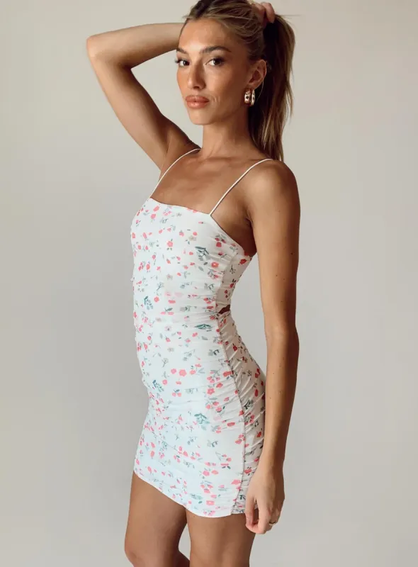 Holloway Wishes Mini Dress White Floral sold by Princess Polly