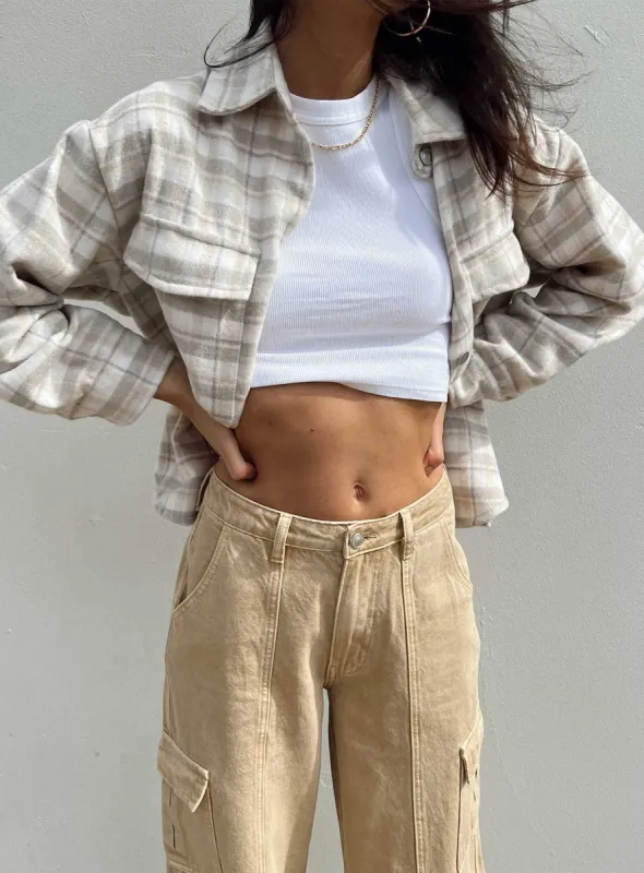 Kaystone Jacket Beige / White sold by Princess Polly