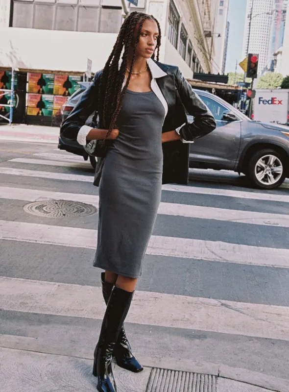 Camellia Midi Dress Slate Grey sold by Princess Polly