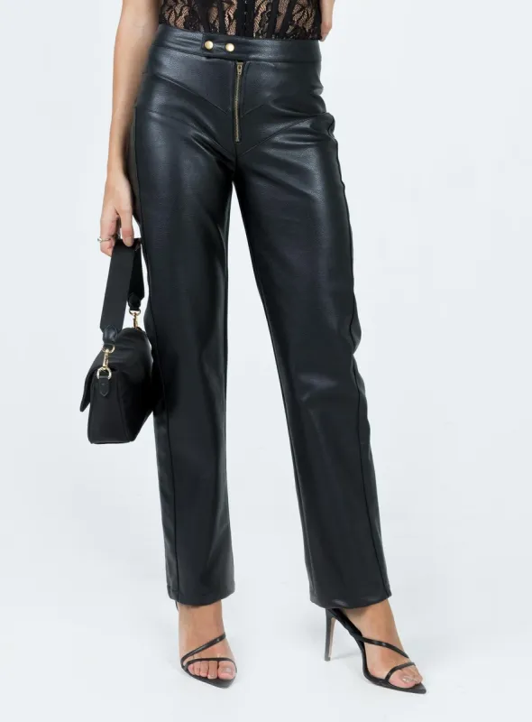 Clipper PU Pants Black sold by Princess Polly