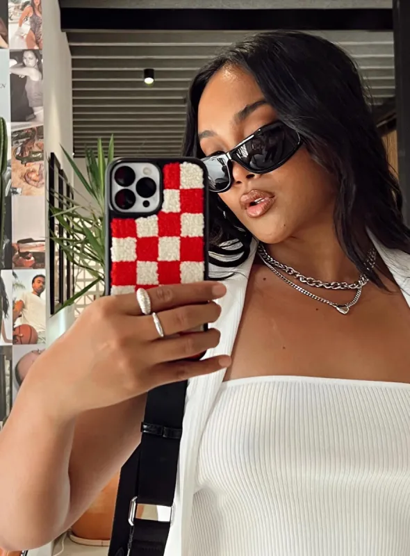 Delano Check Textured iPhone Case Red sold by Princess Polly
