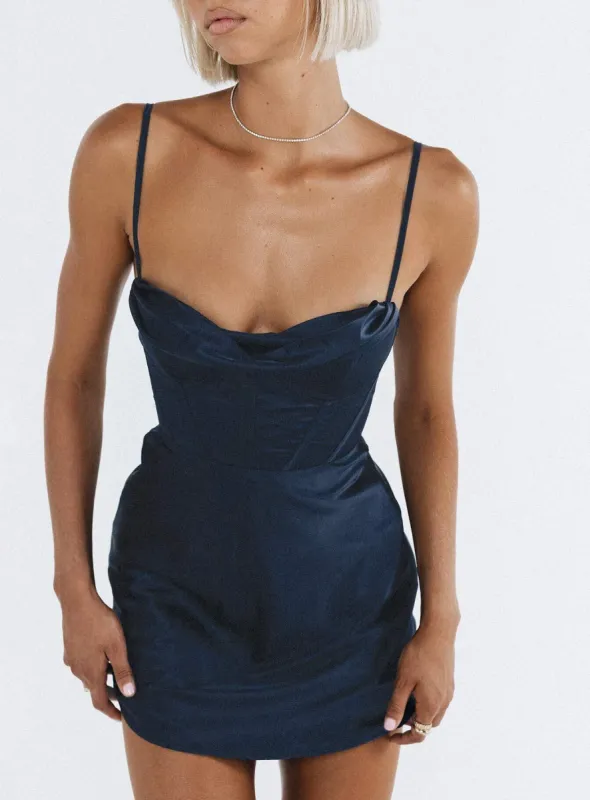 Spotlight Mini Dress Navy sold by Princess Polly