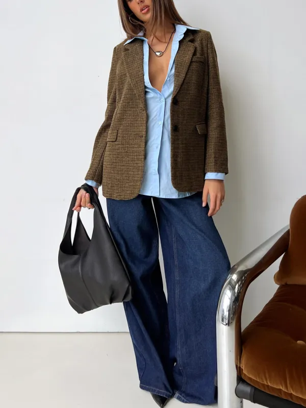 Leanah Blazer Brown Check sold by Princess Polly