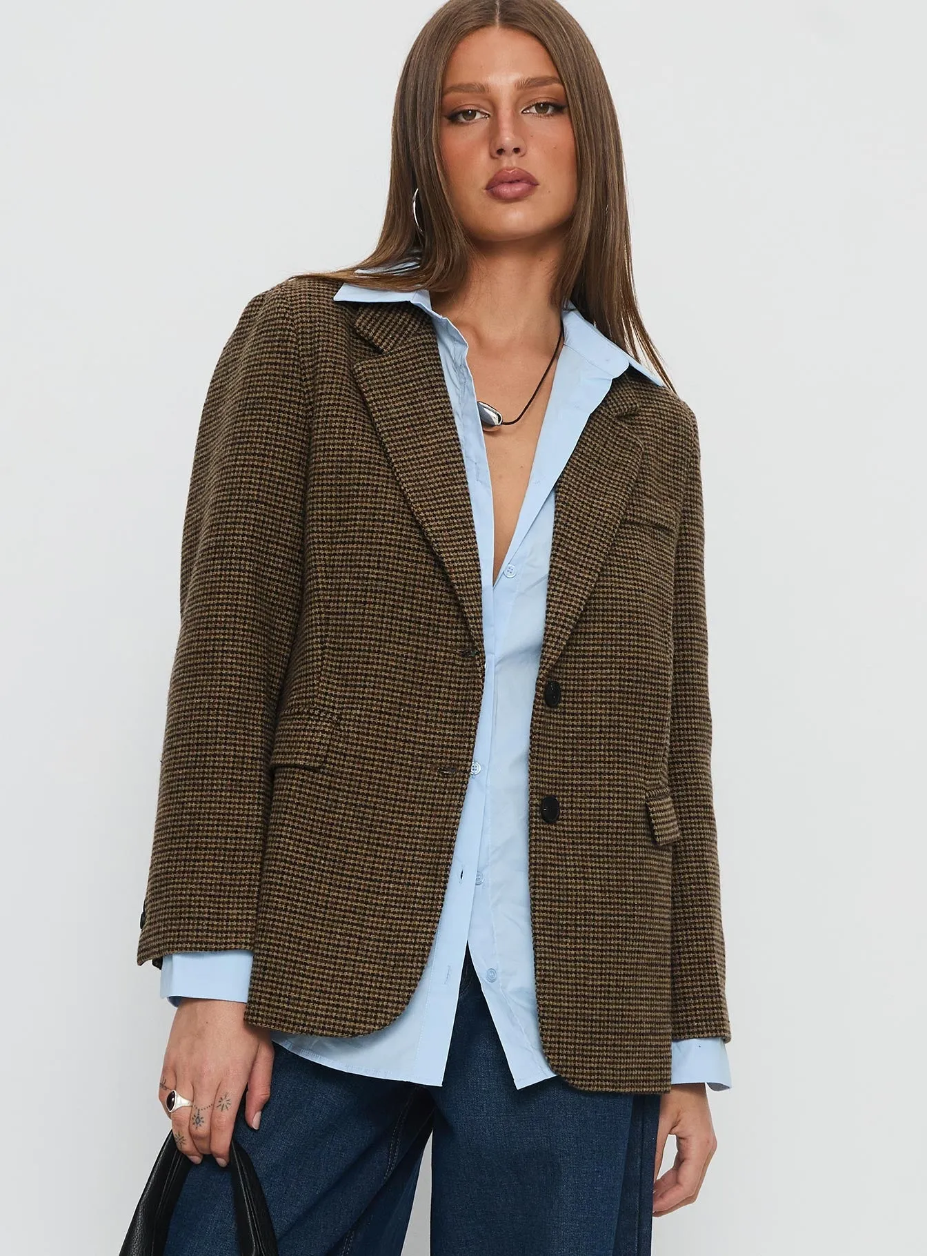 Leanah Blazer Brown Check sold by Princess Polly product image thumbnail 2