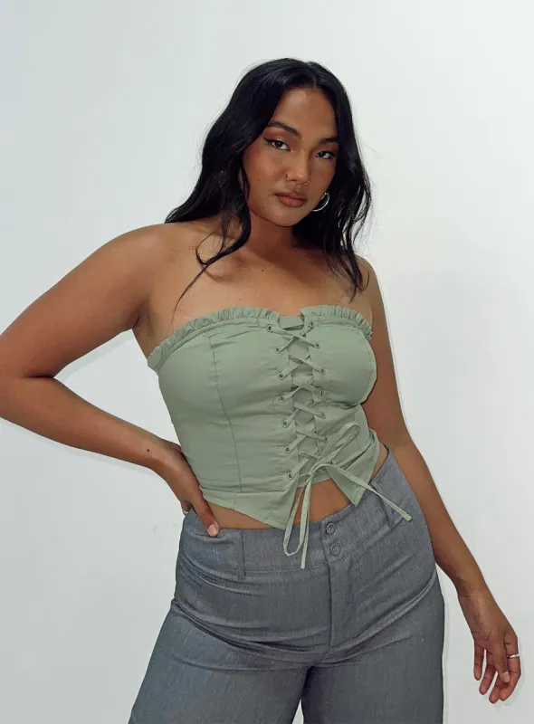 Yazmin Strapless Corset Green sold by Princess Polly