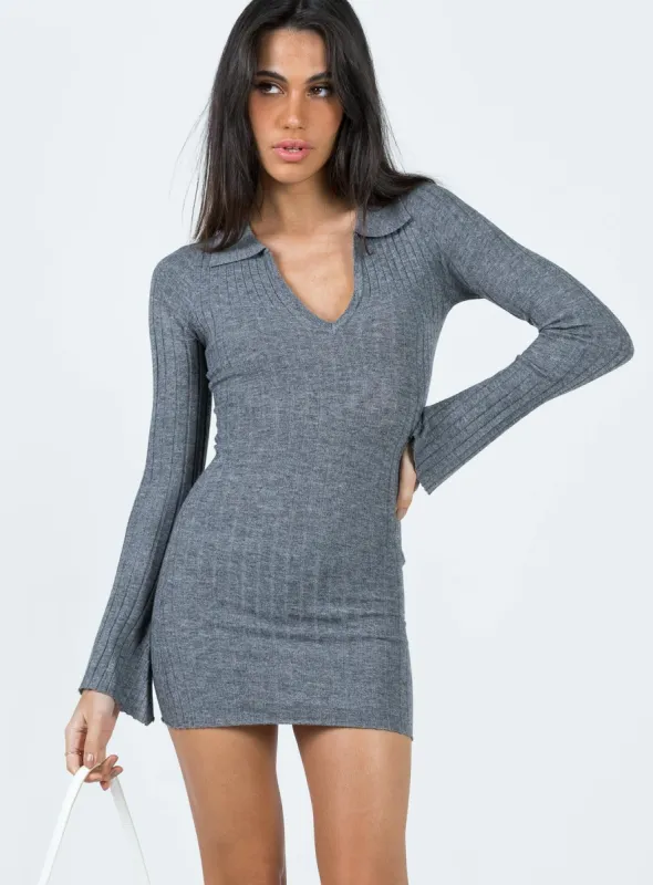 Grecia Knit Mini Dress Grey sold by Princess Polly