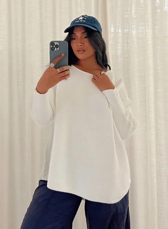 Radio Star Sweater White sold by Princess Polly