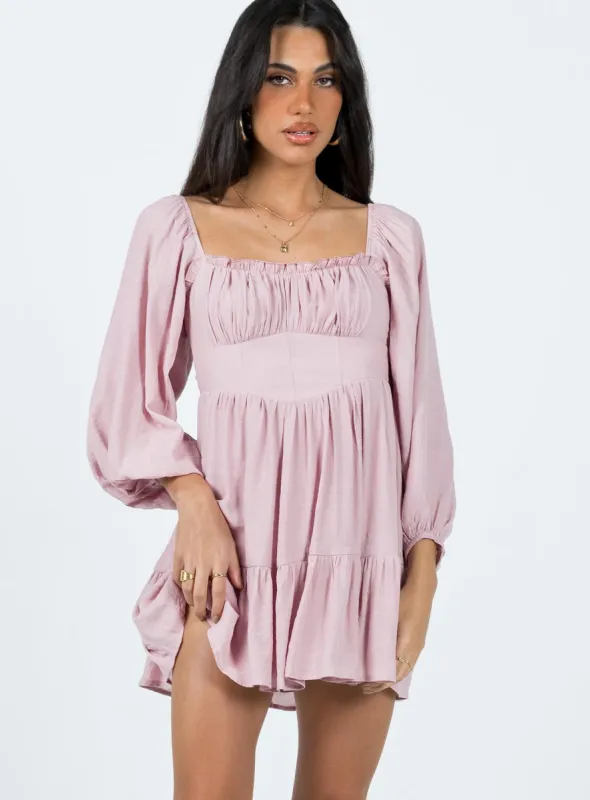 Ethan Long Sleeve Mini Dress Pink sold by Princess Polly