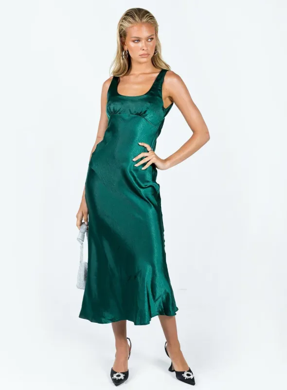 Girls Club Midi Dress Emerald sold by Princess Polly